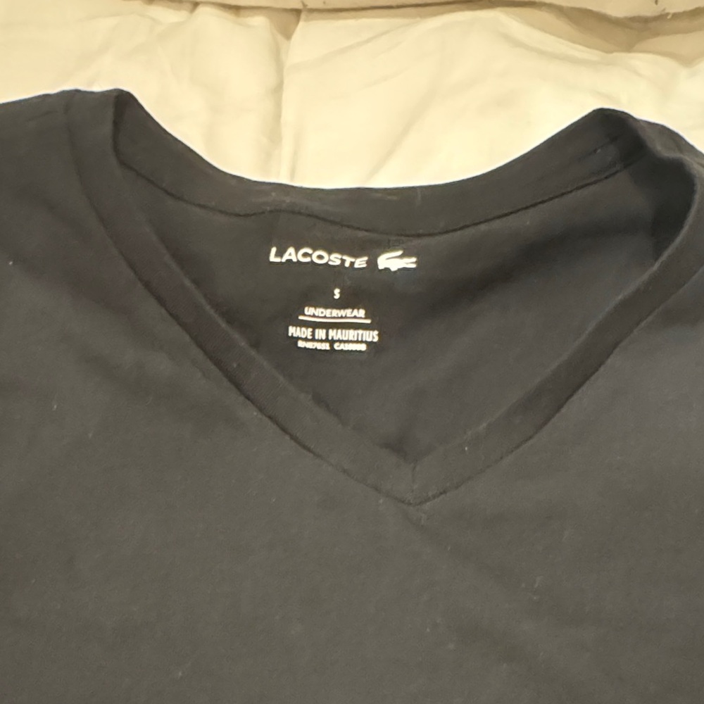 Lacoste Men's Black V-Neck Tee